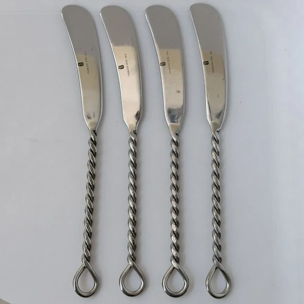 4pc Gourmet Settings Silver Braid Butter Spreader 7